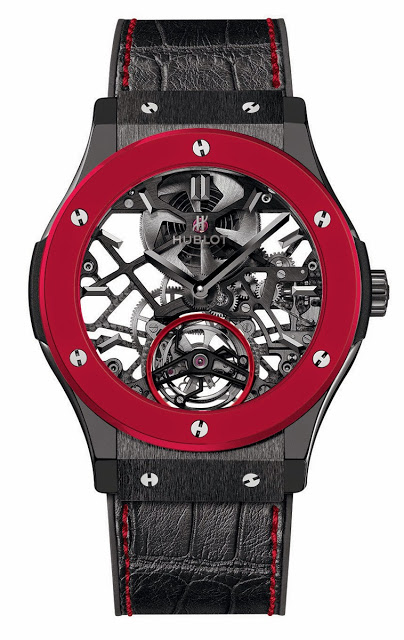 News Hublot Red n Black Skeleton Tourbillon Only Watch 2013 SJX