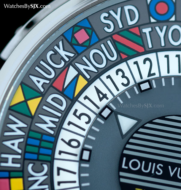 LOUIS VUITTON ESCALE TIME ZONE 39mm Q5EK40: retail price, second hand  price, specifications and reviews 