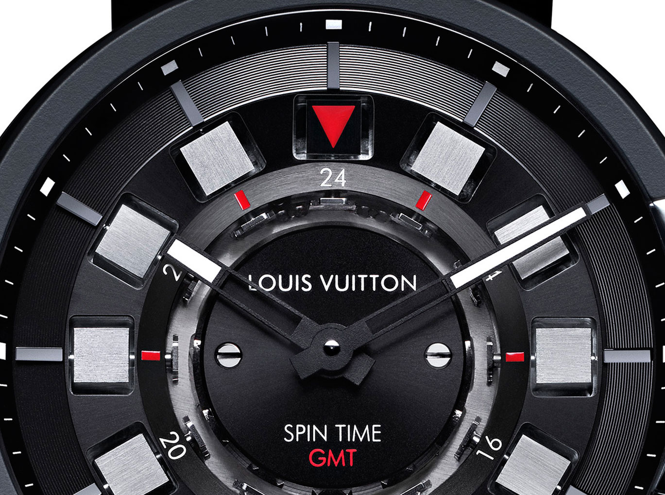 LOUIS VUITTON Tambour Evolution Q1156 GMT Date Black Dial SS Men's Automatic
