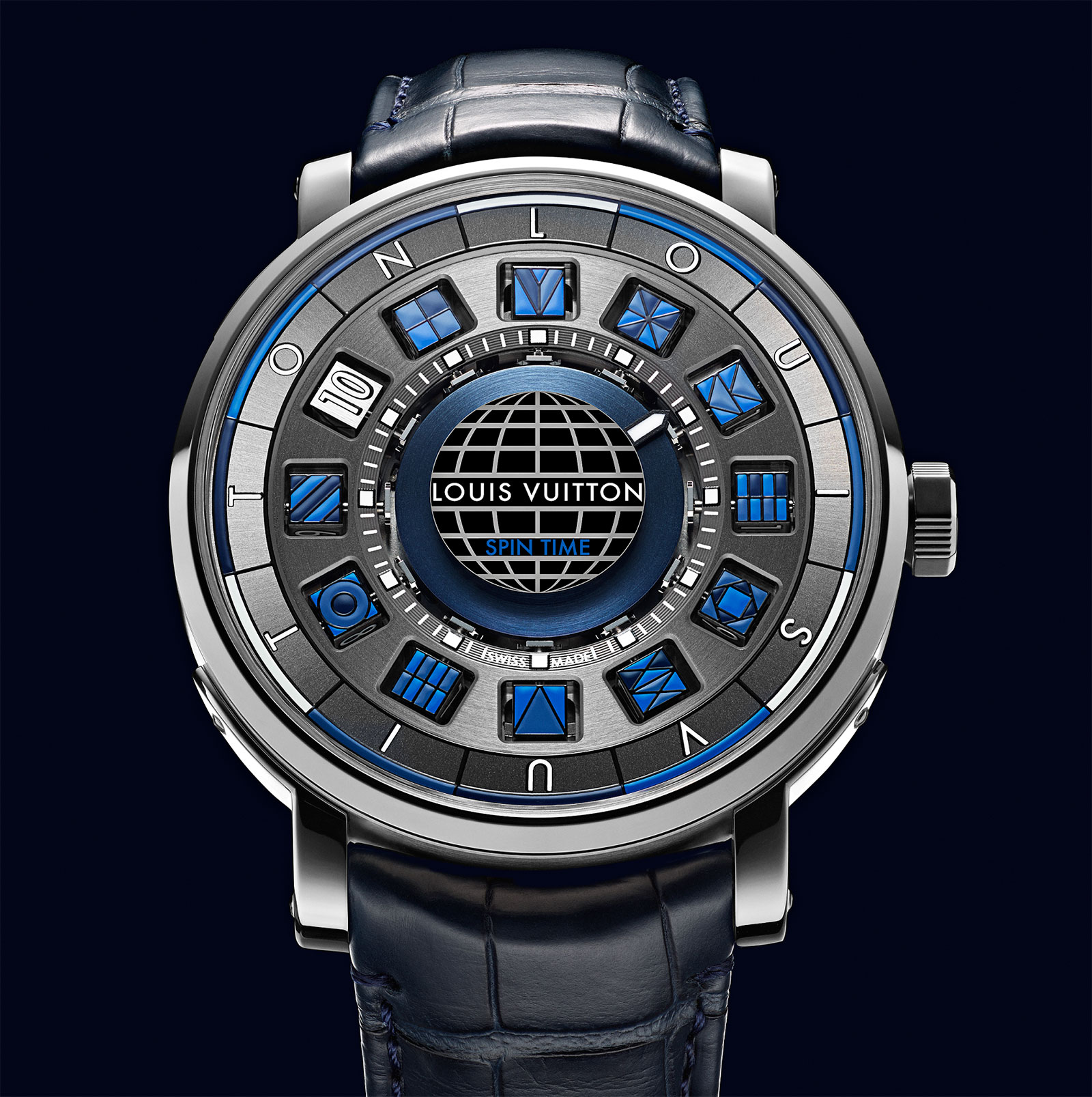 LOUIS VUITTON Louis Vuitton Escale Spin Time Blue Center Tourbillon Men's  Ti Pt Leather Watch Dial | eLADY Globazone