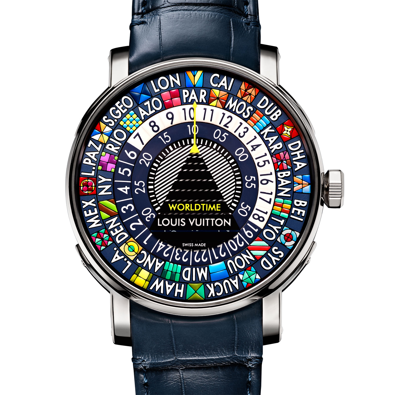 LOUIS VUITTON Louis Vuitton Escale Spin Time Blue Center Tourbillon Men's  Ti Pt Leather Watch Dial | eLADY Globazone