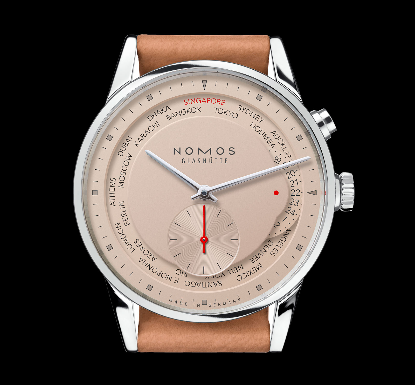 Nomos Zürich Weltzeit Singapore Edition salmon 2