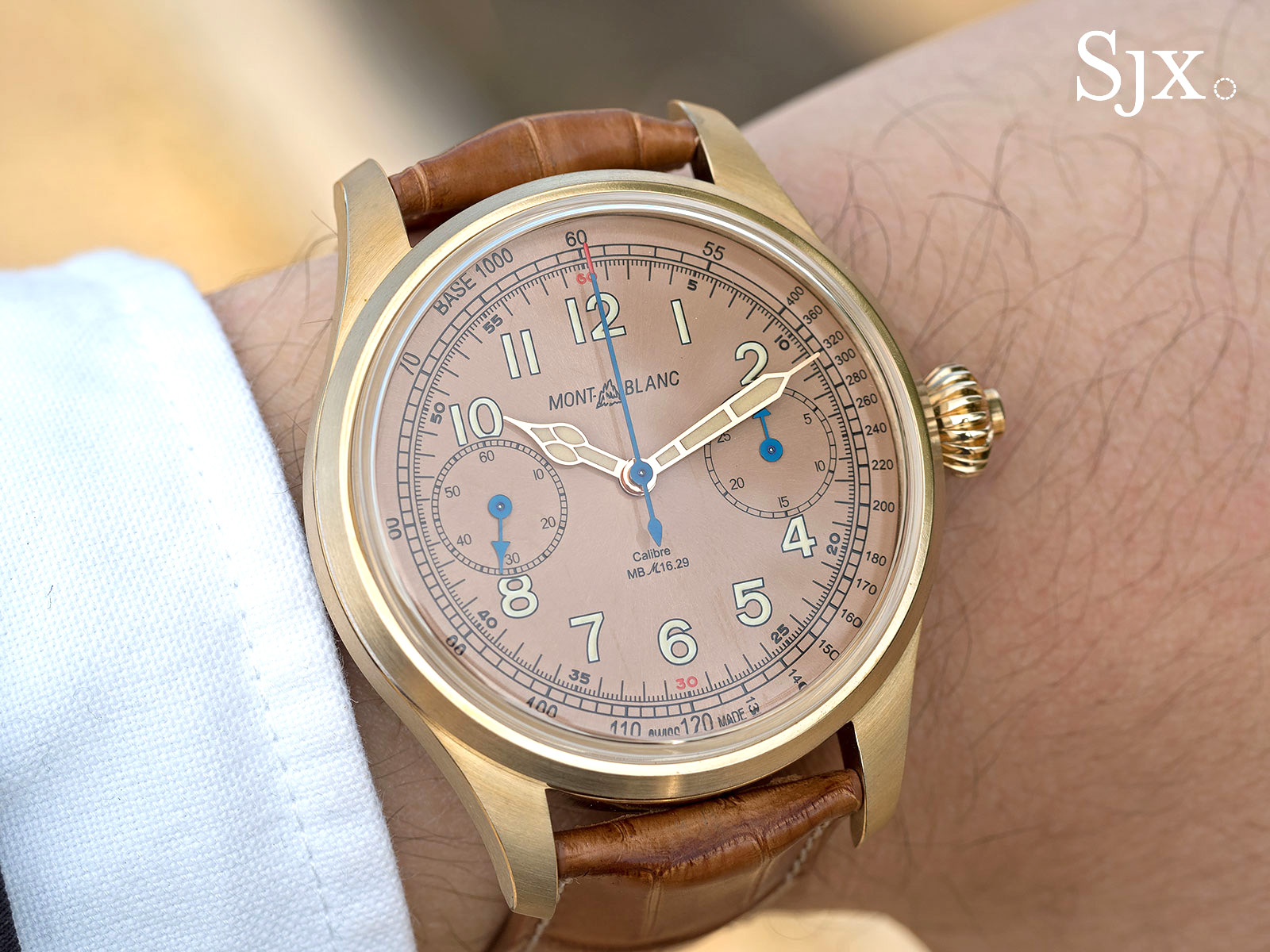 Montblanc 1858 Chronograph Tachymeter Salmon Bronze wrist shot