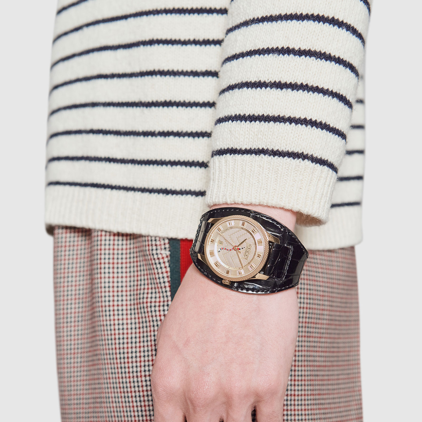 Gucci Eryx GMT watch on the wrist