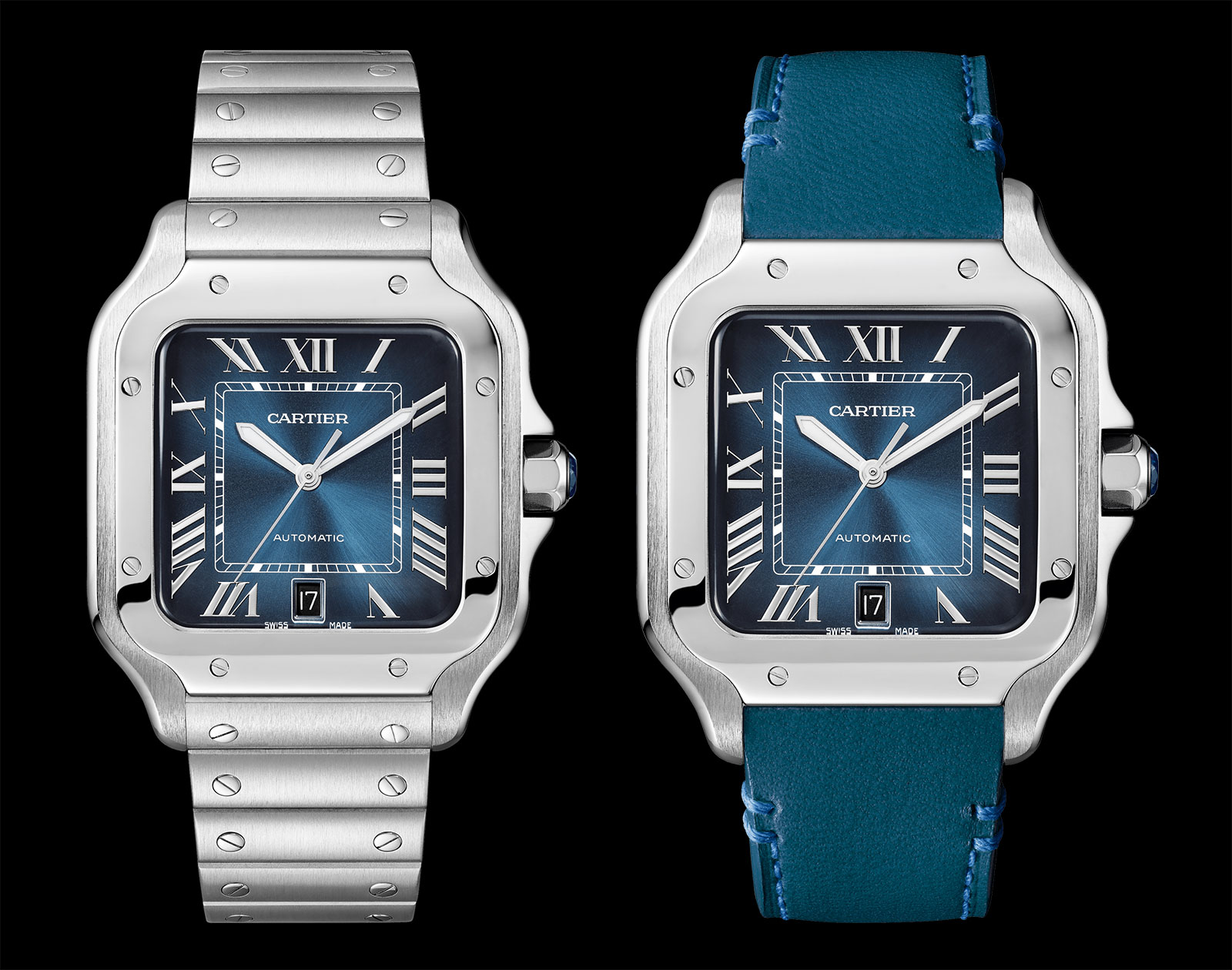 Cartier santos best sale blue medium