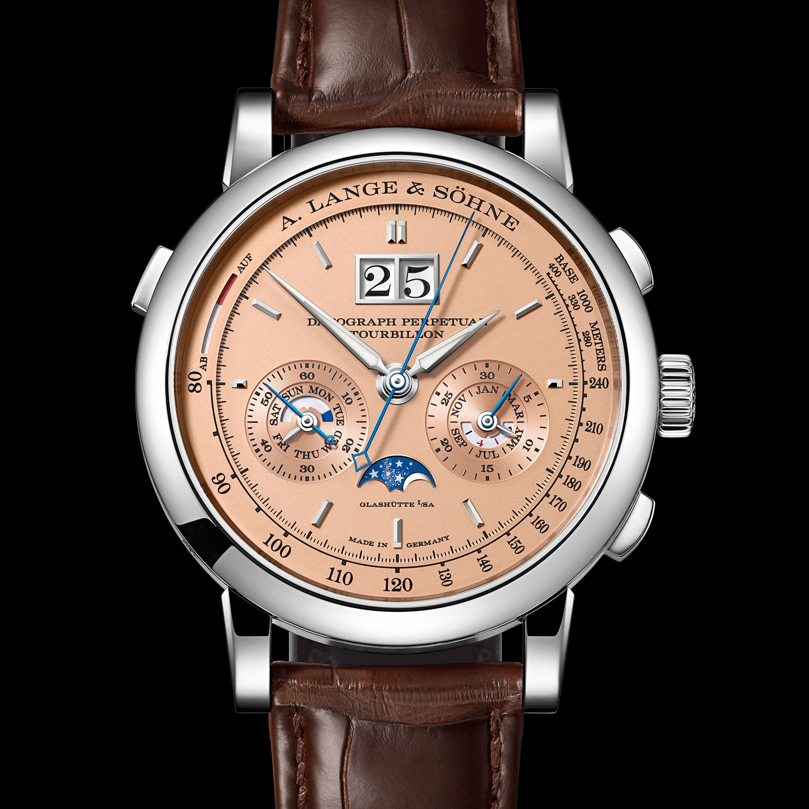 Lange Datograph Perpetual Tourbillon pink gold dial2