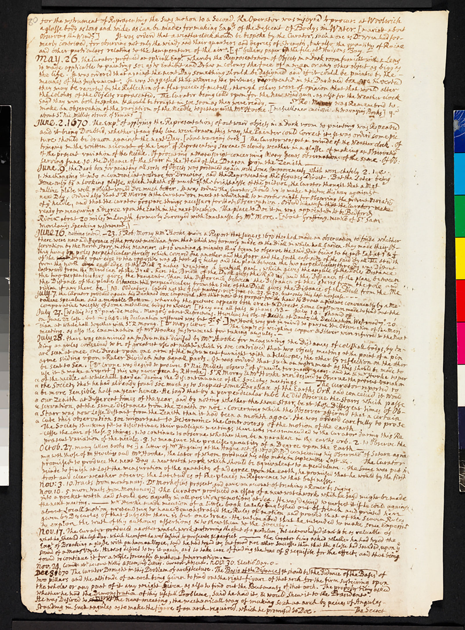 Hooke folio 1670 minutes