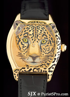 Enamelling and engraving at Cartier the Tortue XL with jaguar SJX Watches