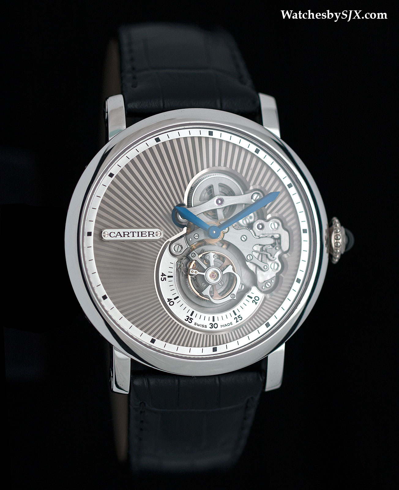 rotonde de cartier flying tourbillon reversed dial watch