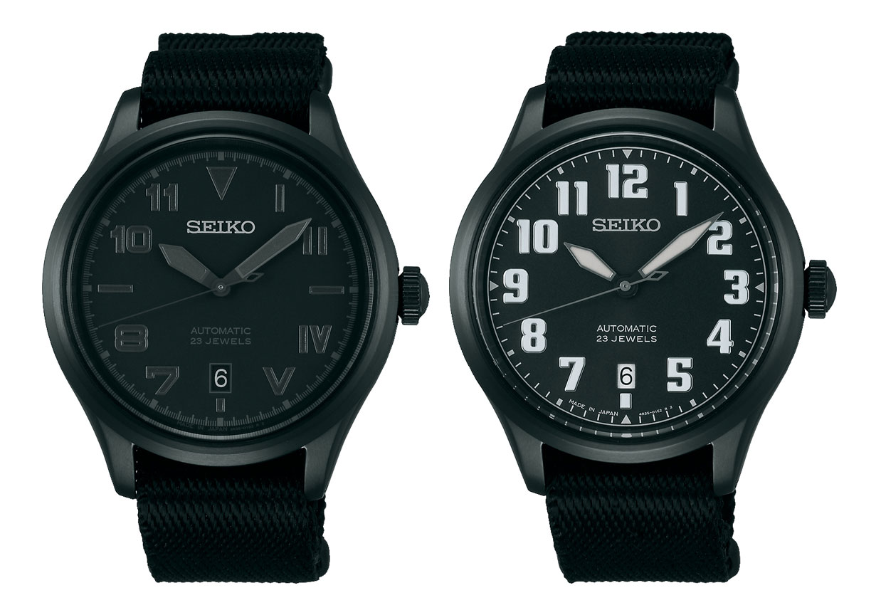 seiko black military watch