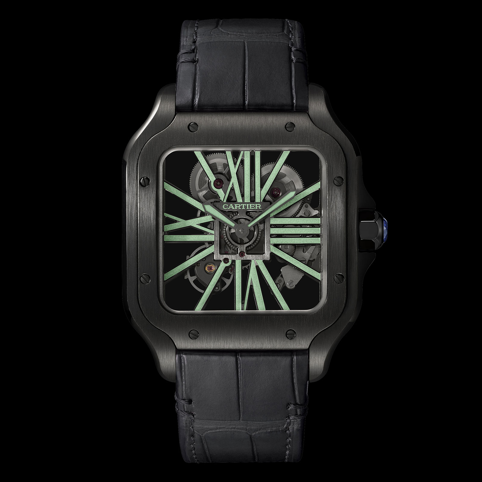 SIHH 2019 Cartier Santos Skeleton ADLC “Noctambule” SJX Watches