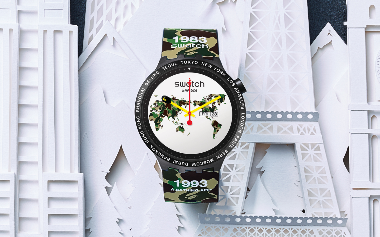 BAPE swatch BIG BOLD WORLD M スウォッチ 腕時計腕時計(アナログ