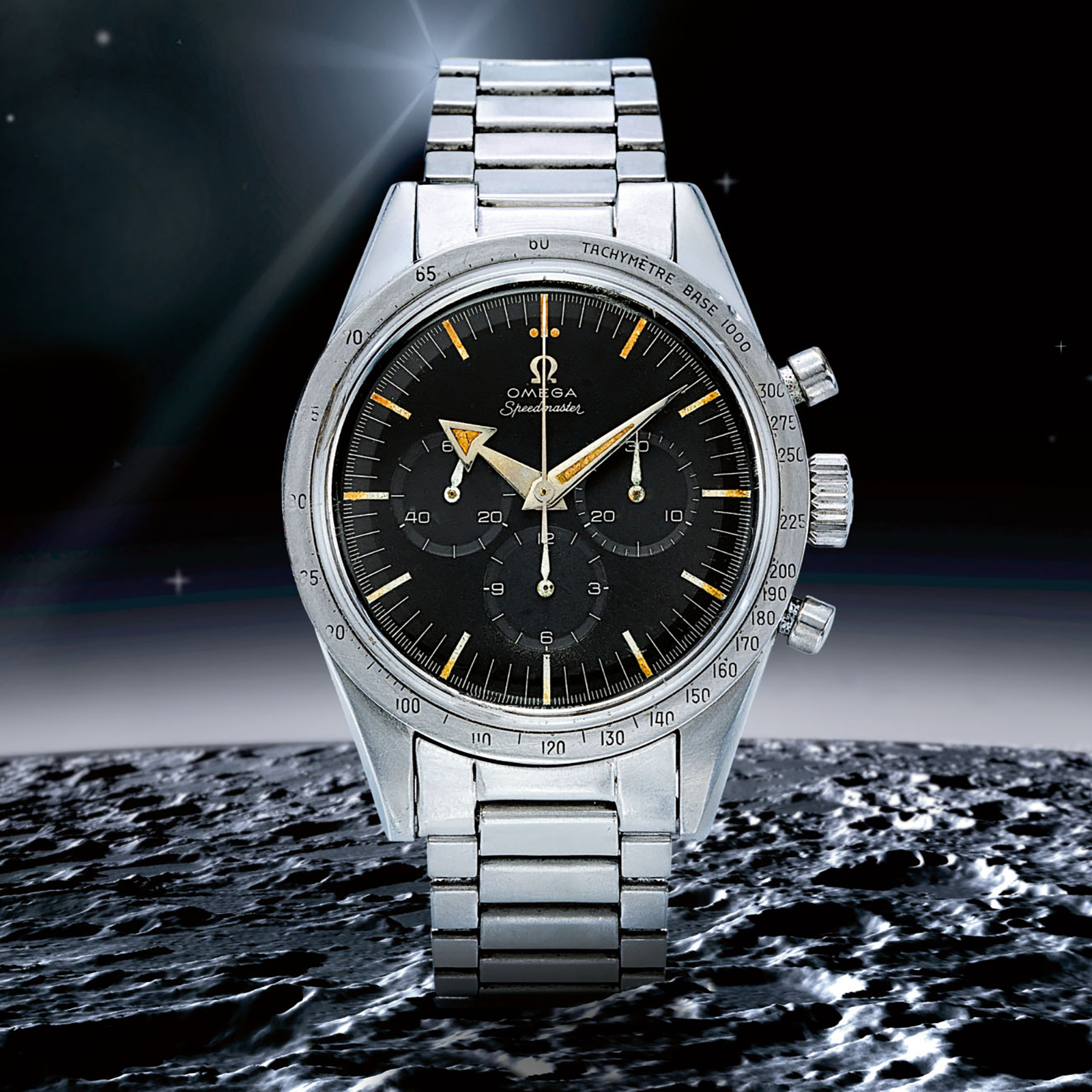 The Speedmaster ref. 2915-1 "Broad Arrow" with a tachymeter on the bezel. Photo - Sotheby's