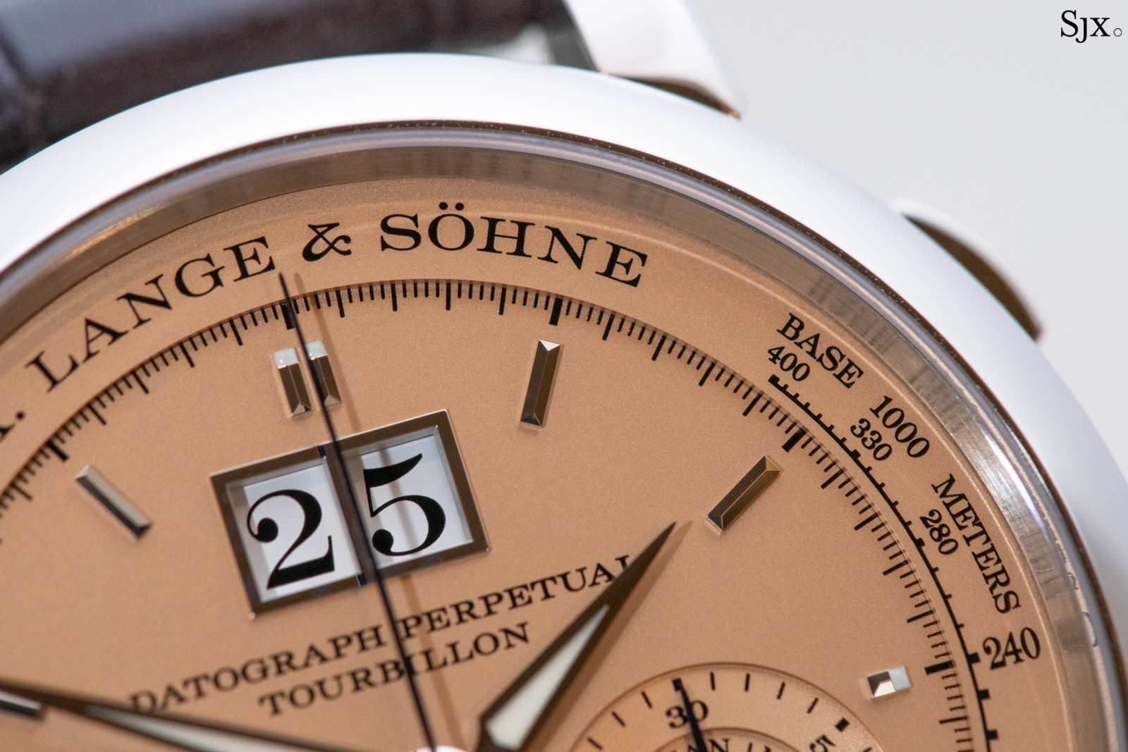 A. Lange & Söhne Datograph Perpetual Tourbillon Pink Gold dial close up 4