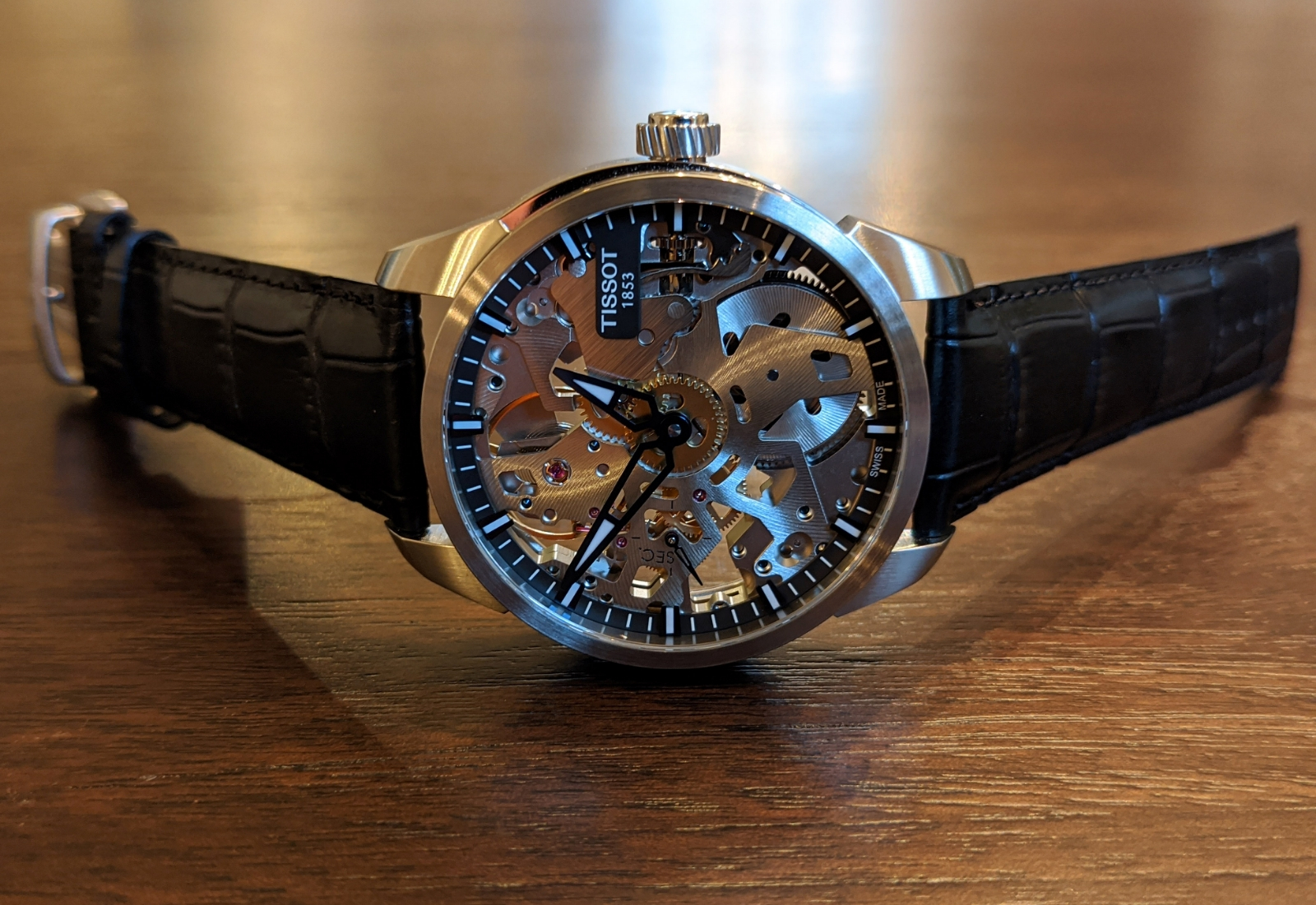 Tissot mechanical skeleton outlet watch