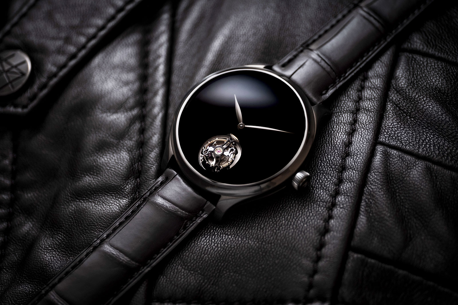 covered in vantablack®, h. moser & cie.'s blacker than black watch