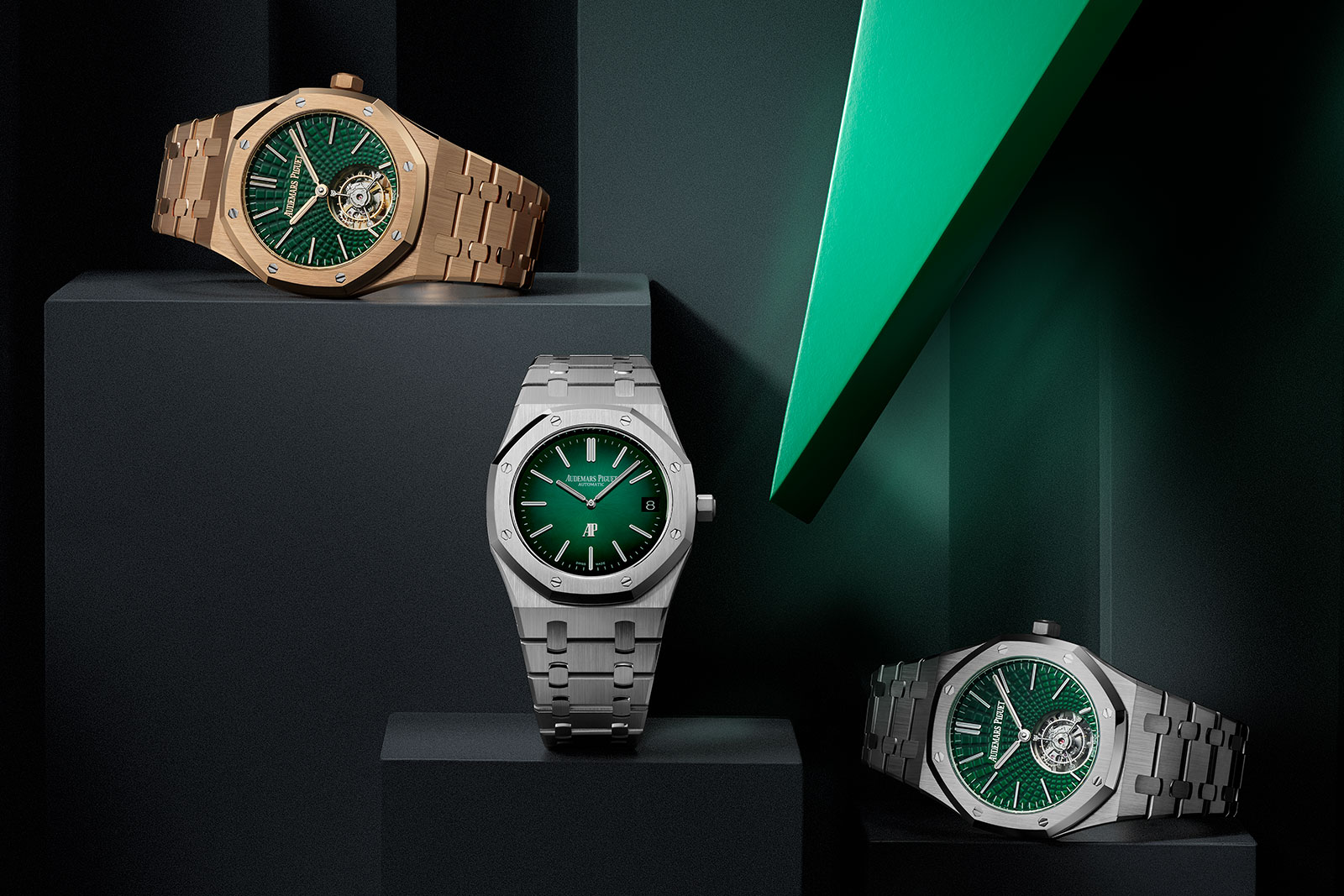 Audemars Piguet Unveils a Royal Oak Ensemble in Green SJX Watches