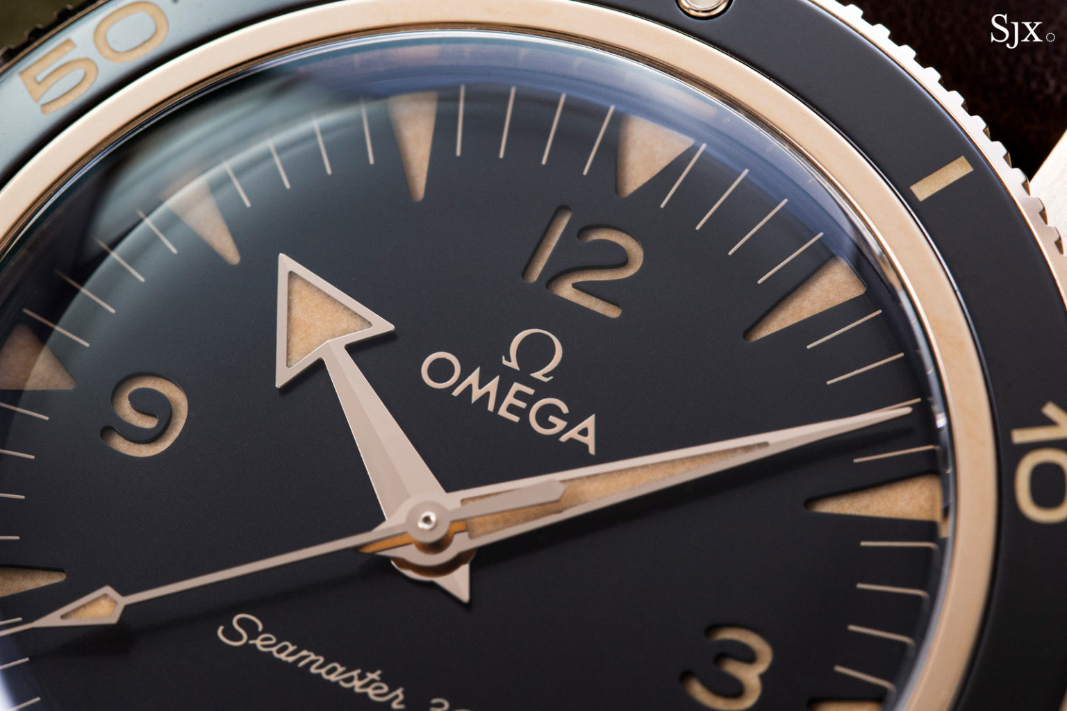 Up Close Omega Seamaster 300 Bronze Gold SJX Watches