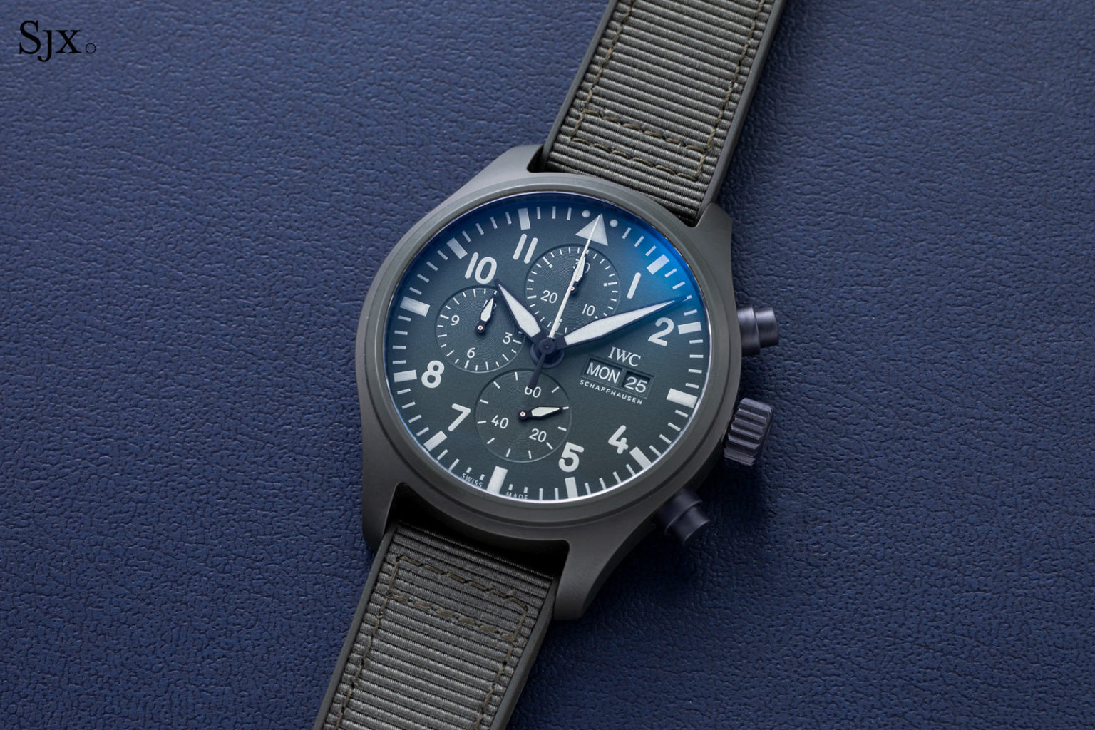 Up Close: IWC Pilot’s Chronograph Top Gun in Green and White Ceramic ...
