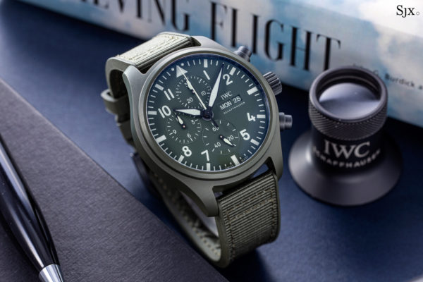 Up Close: IWC Pilot’s Chronograph Top Gun in Green and White Ceramic ...