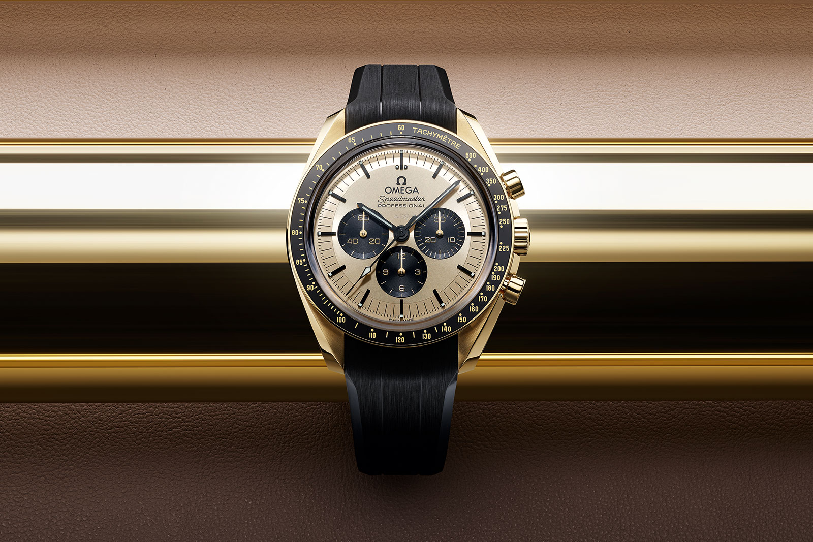 Omega Introduces the Speedmaster Moonwatch in Moonshine Gold SJX