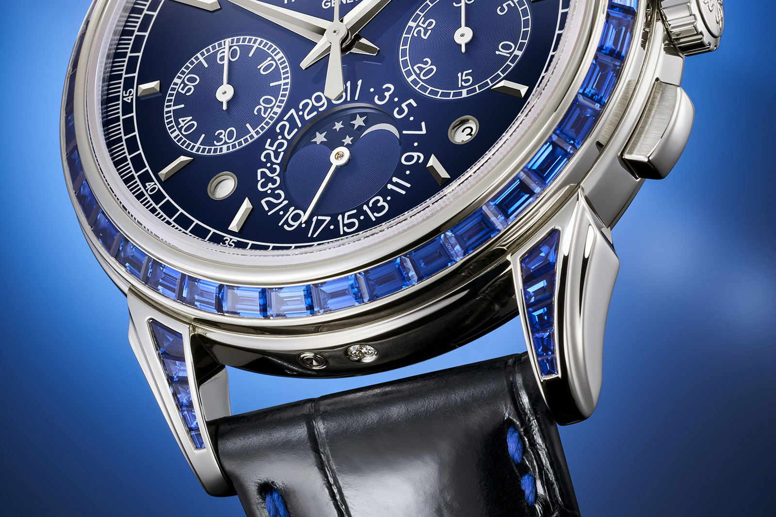 Patek Philippe Grand Complications Chronograph Perpetual Calendar Platinum  Blue Dial 41mm Sapphire Set Bezel 5271/11P-010 - BRAND NEW
