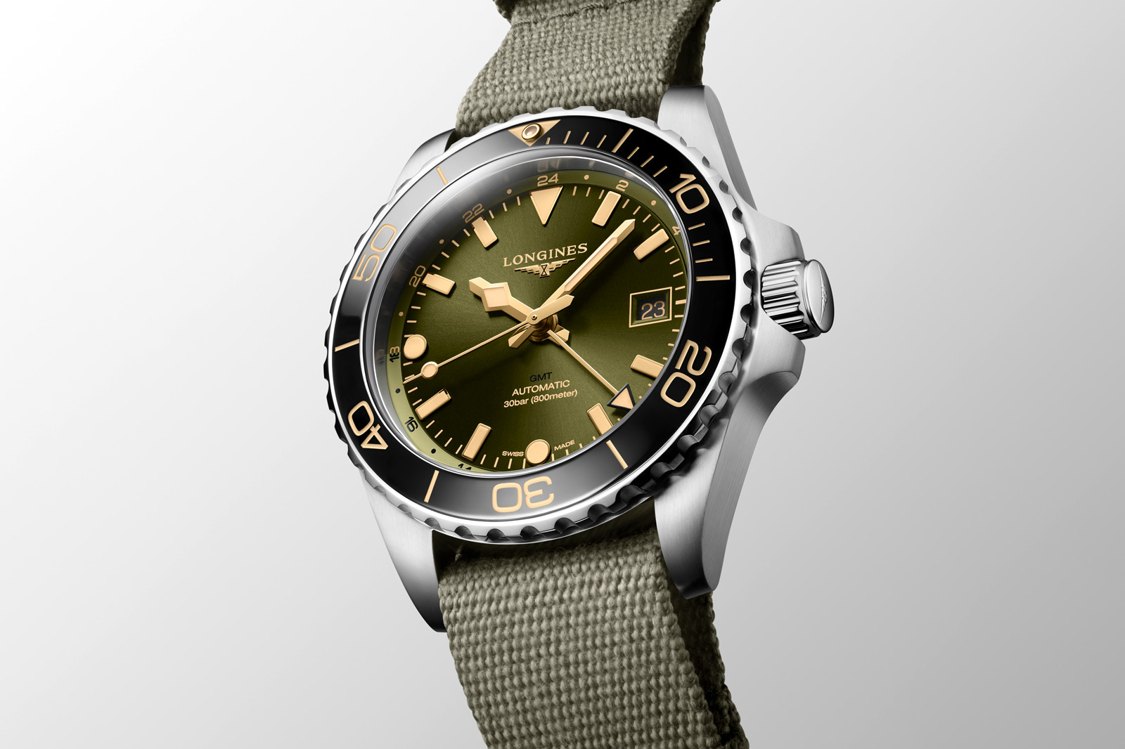 Longines hydroconquest best sale green rubber strap